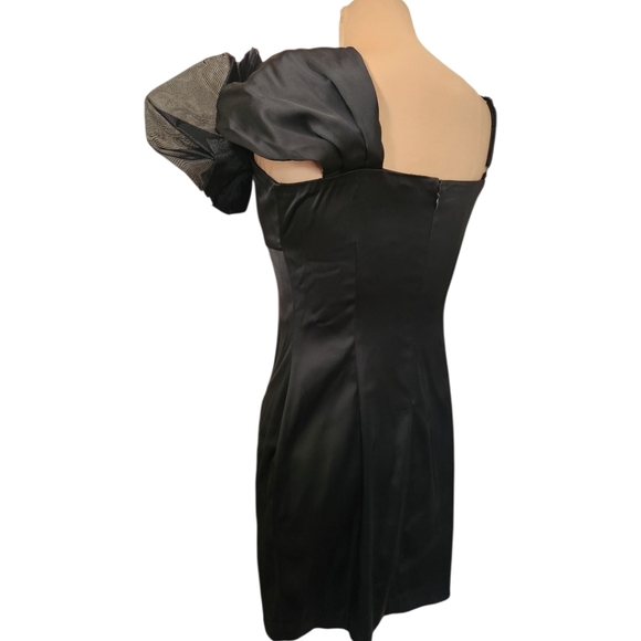 BETSEY JOHNSON Black Satin Cocktail Dress - Size 8 - Picture 7 of 15